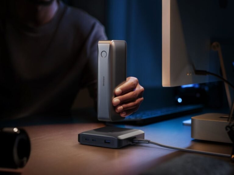 Anker Prime Charging Base, a fast charging accessory with 150W output and three USB ports, now available in the UK and EU, perfect for charging power banks and other devices on-the-go