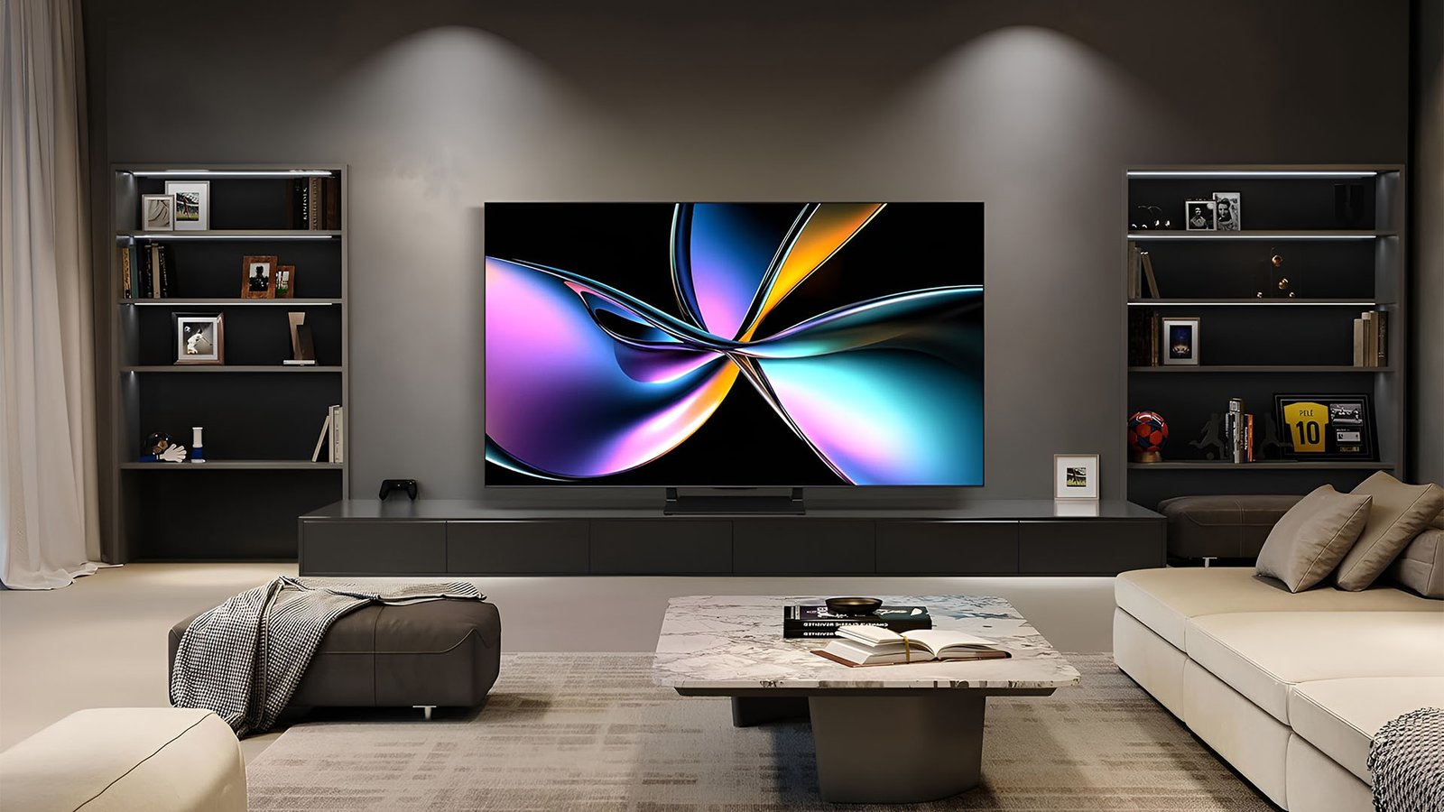 Hisense's 55-inch 4K mini-LED TV with stunning picture quality and sleek design, available in the UK at an affordable price, perfect for home entertainment and media enthusiasts, with features like wide colour gamut and high contrast ratio, making it an excellent alternative to OLED TVs.