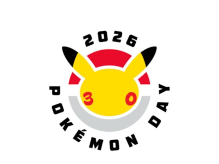A person holding a Bulbasaur promo card, with a Pokémon-themed background and colourful balloons, celebrating Pokémon Day 2026 in the UK with exclusive offers and giveaways