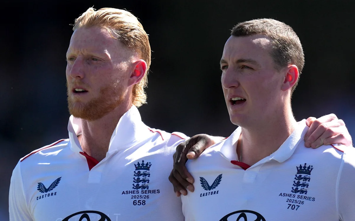 England cricket team in action with Ben Stokes
