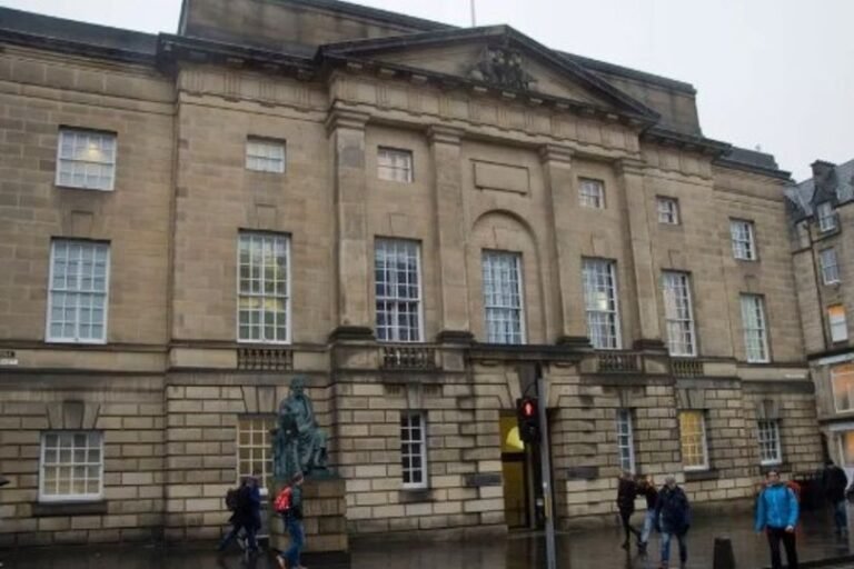 A group of people in Edinburgh, with a blurred background, highlighting the city's vibrant colour and community spirit, despite the presence of organised crime, with a focus on the primary keyword 'criminal enterprise'