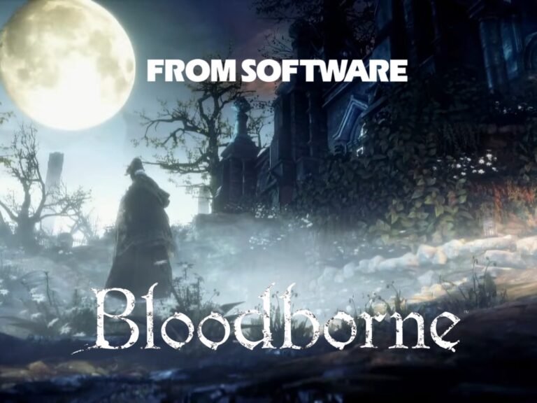 A dark, gothic cityscape from the Bloodborne game, with a haunting atmosphere, set in a fictional UK-inspired world, featuring a primary keyword, Bloodborne remake