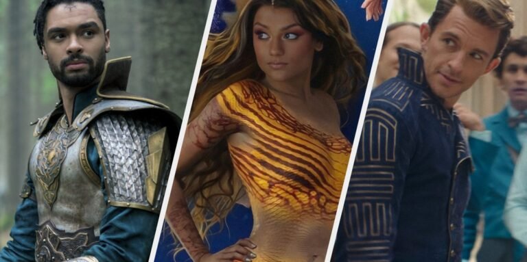 The Bridgerton cast, including Regé-Jean Page and Phoebe Dynevor, at a red carpet event, looking glamorous and charming, with a mix of colour and excitement, showcasing their unique style and behaviour, as they analyse their next move in the entertainment industry