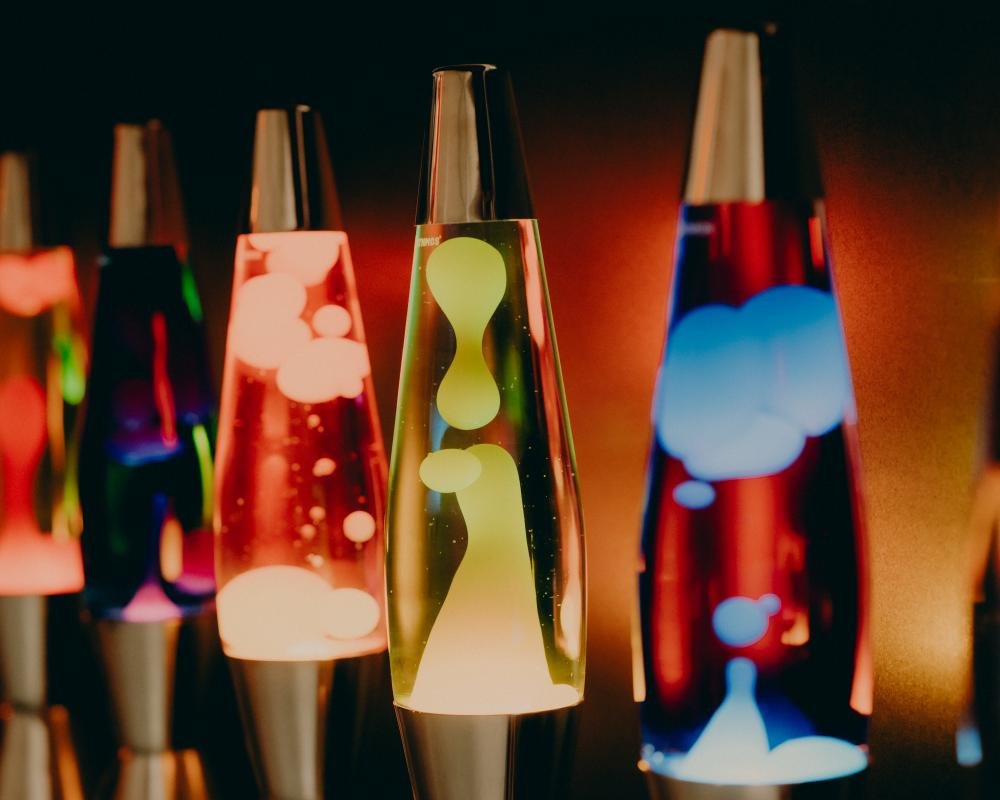 Lava lamp with colourful, glowing liquid