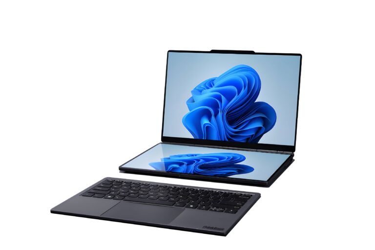 Lenovo's modular ThinkBook concept laptop, featuring a sleek and sophisticated design with interchangeable components, showcased at MWC 2026 in the UK, highlighting the latest innovation in laptop technology