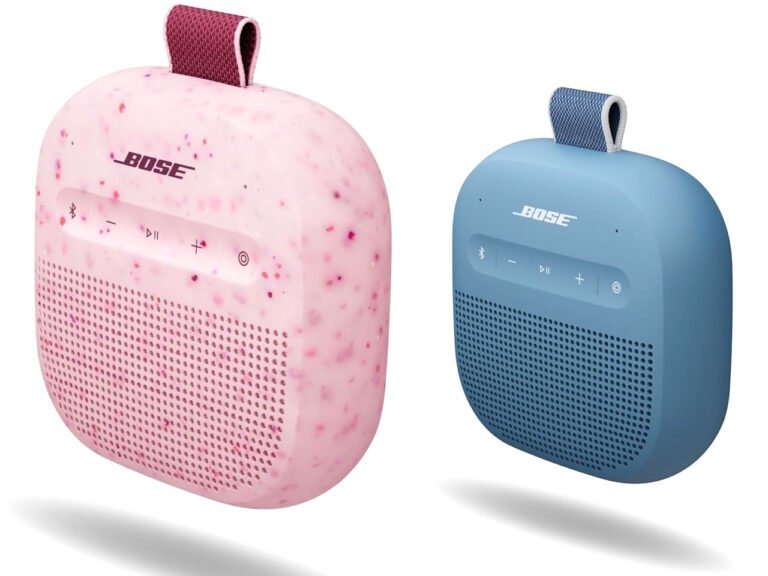 The Bose SoundLink Micro portable speaker in five colours, featuring a waterproof and drop-resistant design, perfect for outdoor use in the UK with a discount of 23% on Amazon