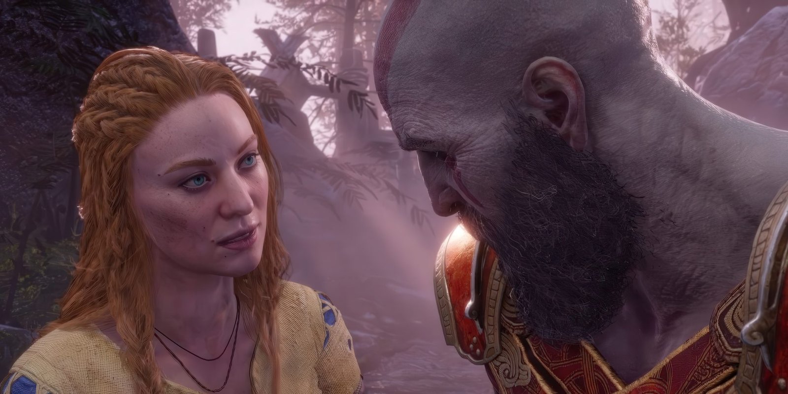 God of War new game featured image, showing Faye in action, with a mystical background, set in Norse mythology, with a focus on action and adventure, in the UK gaming scene