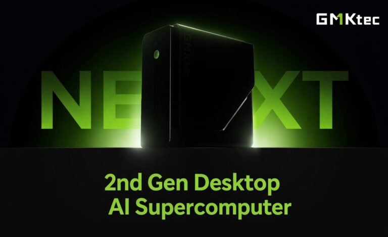 GMKtec's 2nd Gen AI Supercomputer, a compact and powerful AI mini PC with 180 AI TOPS of power, set to transform the UK's tech industry with its innovative design and cutting-edge technology, featuring artificial intelligence and machine learning capabilities