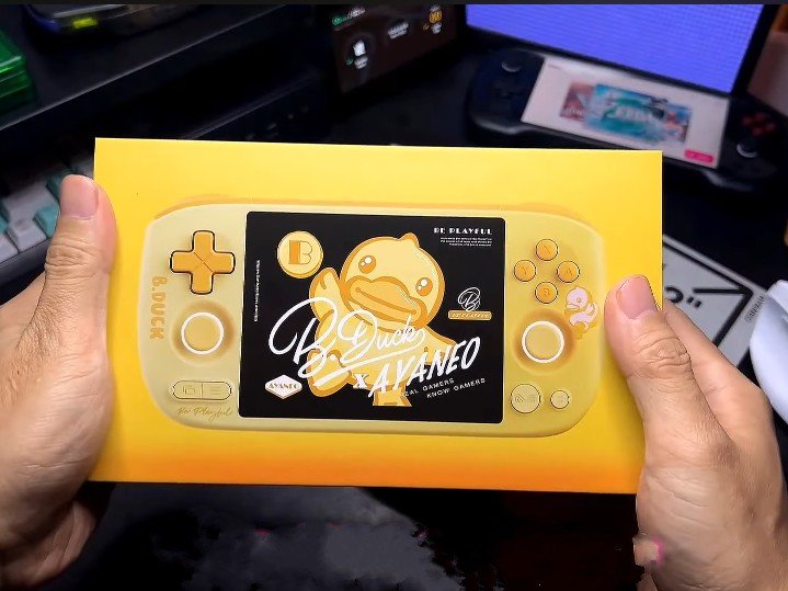 The Ayaneo Pocket Air Mini special edition handheld console, featuring a unique design and advanced technology, perfect for gamers in the UK, with a colour scheme that showcases the brand's behaviour of innovation and style