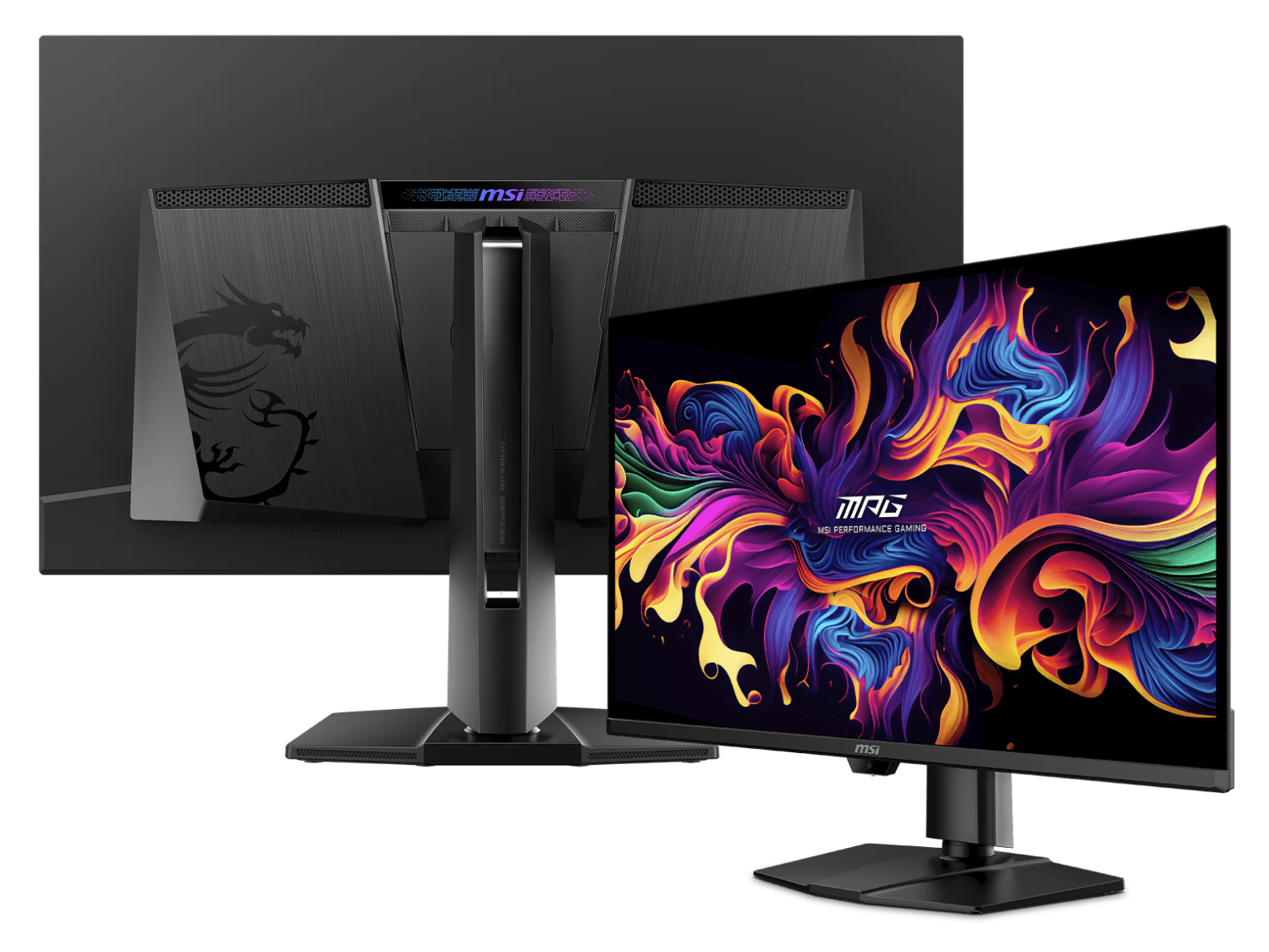 MSI's MPG 322UR QD-OLED X24 gaming monitor with 4K 240 Hz tandem OLED panel and DisplayPort 2.1, showcasing its sleek design and vibrant colour, ideal for gaming and professional use in the UK