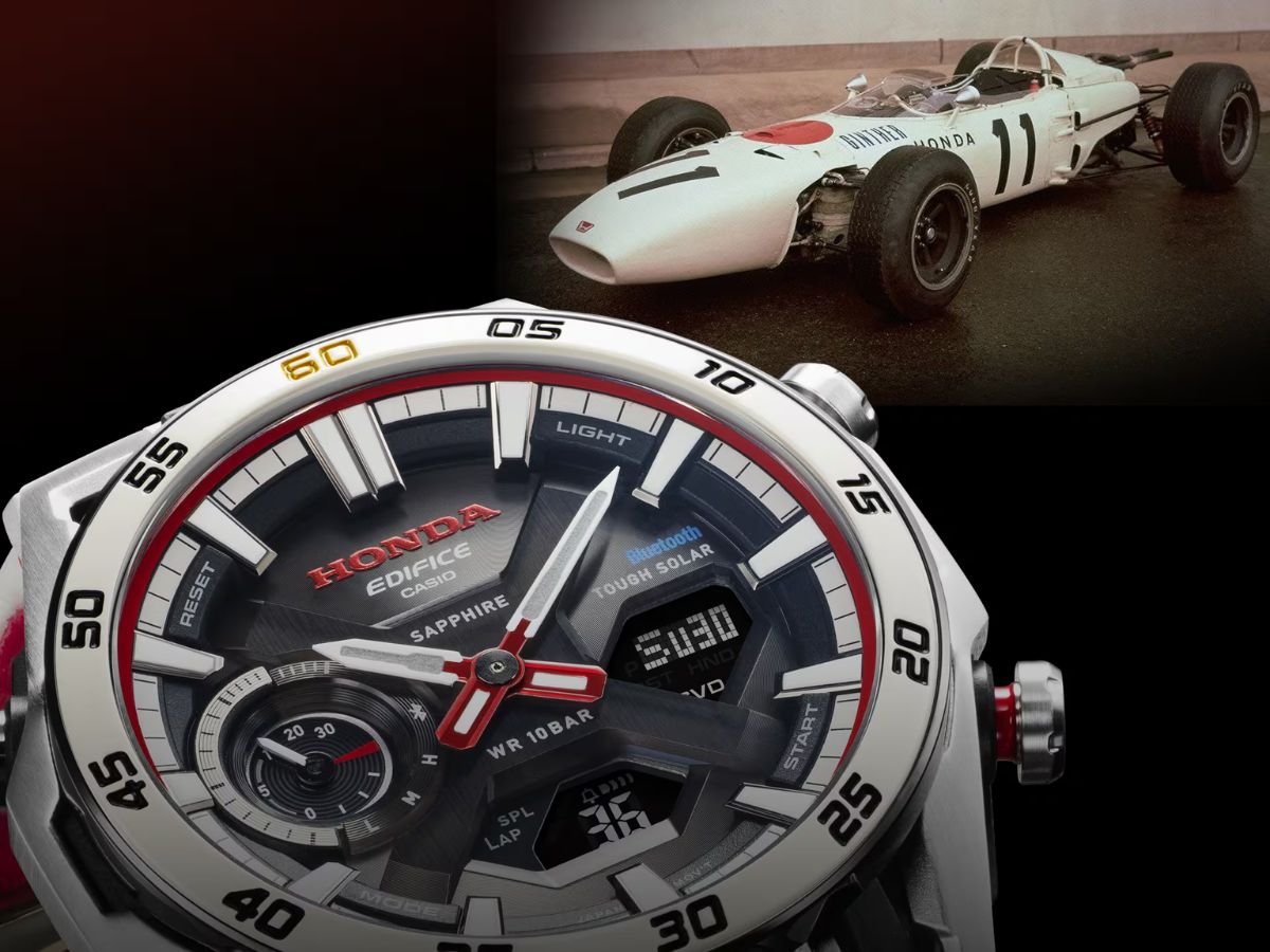 The Casio Edifice x Honda ECB2300HR-1A Sospensione special-edition watch, featuring a sleek design and advanced features like Tough Solar and Bluetooth connectivity, is a must-have for any watch enthusiast or Honda fan in the UK