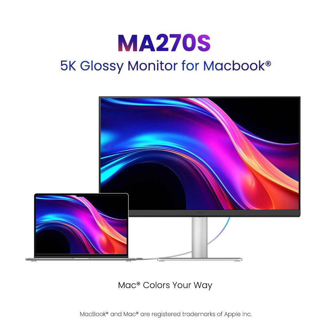 The BenQ MA270S monitor features a stunning Nano Gloss display, providing unparalleled colour accuracy and a sleek, modern design that is sure to complement any UK home or office setup, with its Mac-tuned colours and deeper macOS integration