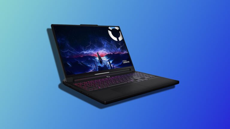 Lenovo Legion Pro 7i gaming laptop with RTX 5070 Ti graphics card, featuring a stunning display and sleek design, perfect for gaming in the UK, with a free copy of Resident Evil Requiem and doubled base RAM and SSD, available on Amazon with a significant discount of $262