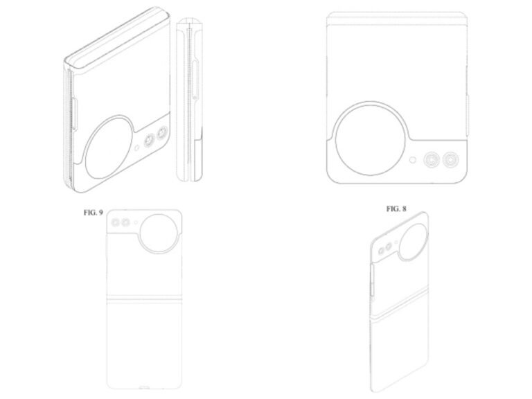 Samsung Galaxy Z Flip smartphone with a modified cover display, showcasing a sleek and modern design, perfect for the UK market, with a focus on innovative technology and affordable pricing