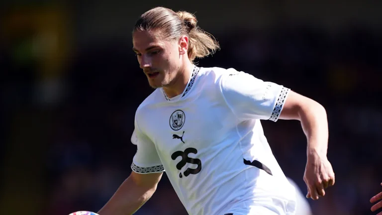 Plymouth Argyle player Lorent Tolaj scoring penalty