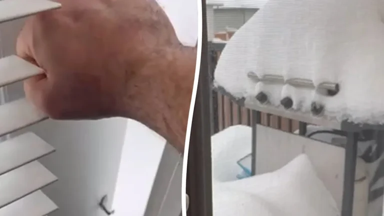 heavy snowfall blocks family's door