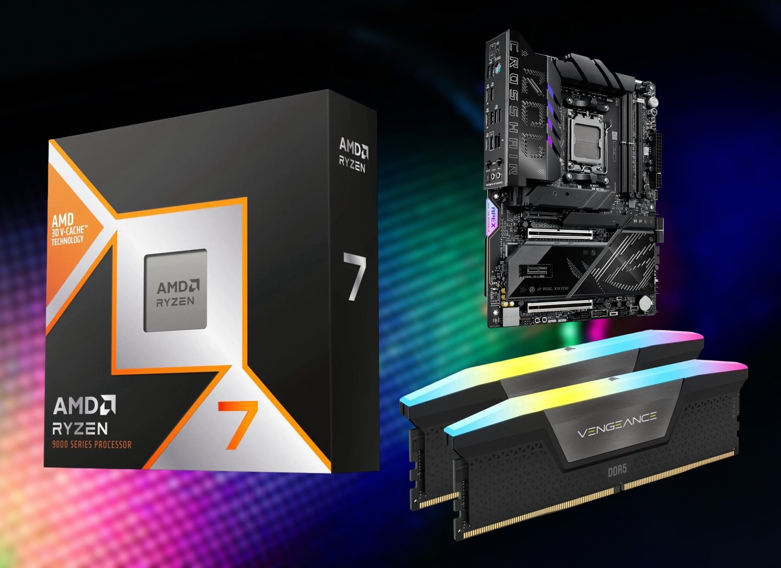 The Ryzen 7 9850X3D gaming CPU, Asus ROG Crosshair X870E Apex motherboard, and 32 GB of DDR5 RAM, all part of an attractive bundle available in the UK, offering a massive $437 discount and exceptional gaming performance
