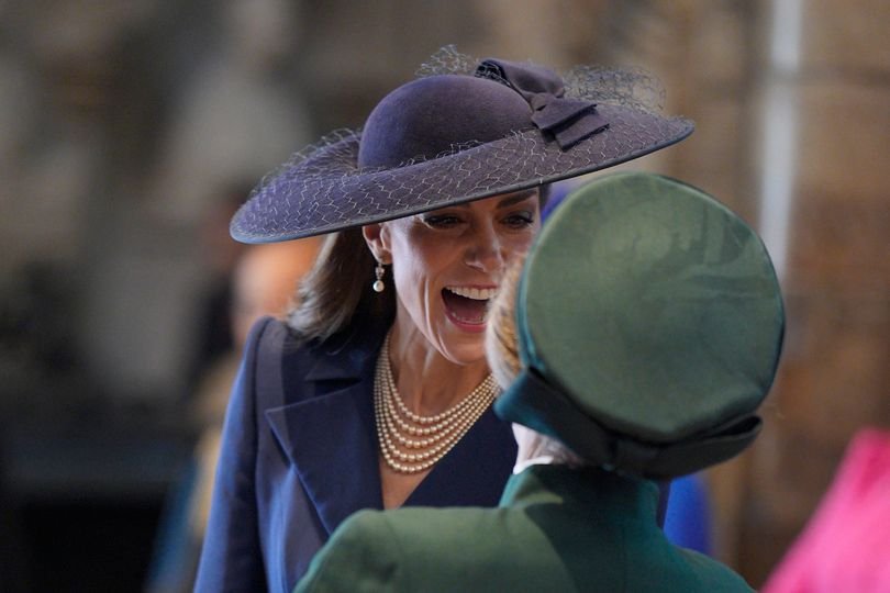 Princess Kate attending the Commonwealth service, surrounded by fellow royals, with a mix of colour and unity on display, showcasing her support for the Commonwealth