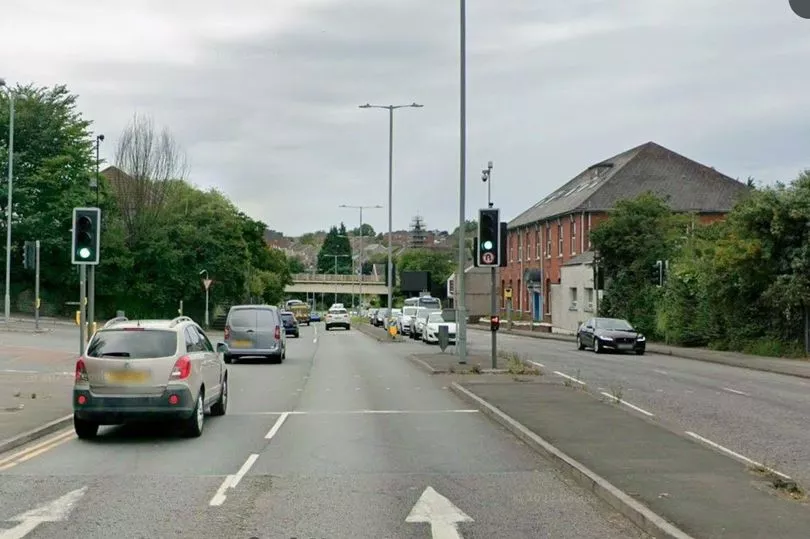 Electric bike crash on busy junction