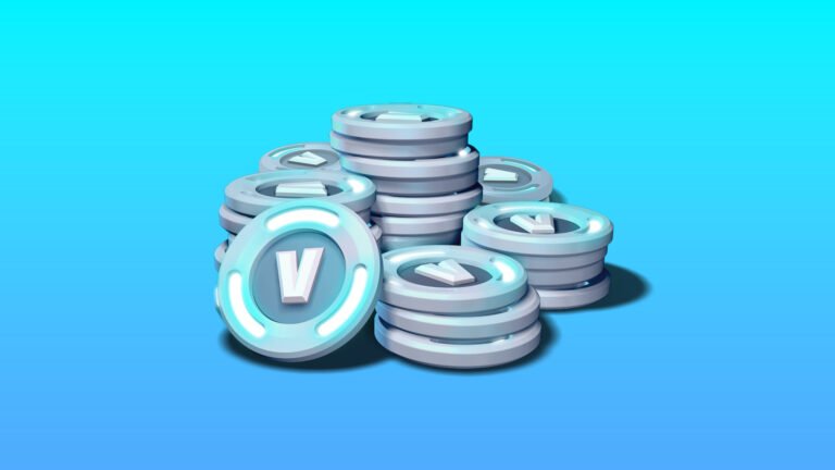 Fortnite V-Bucks logo with a pound sign, representing the price increase in the UK, with a colourful background and a hint of the game's popular characters