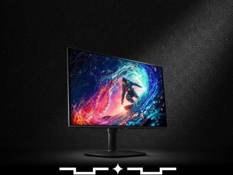 Samsung Odyssey OLED G61SH 27-inch gaming monitor with 1440p QD-OLED panel and 240 Hz refresh rate, featuring a sleek design and Pantone Validated display for accurate colour representation, ideal for gaming and entertainment in the UK