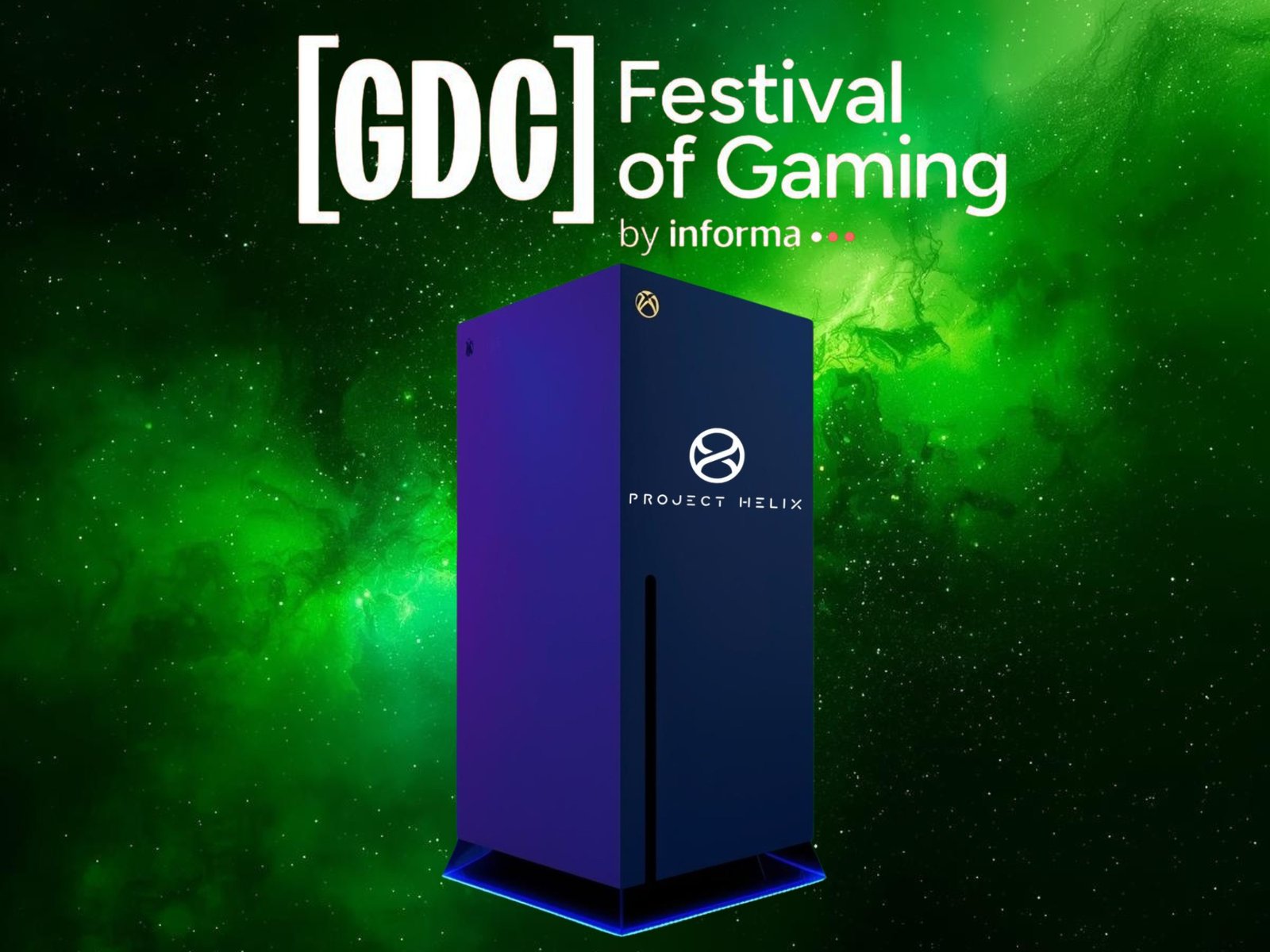 A gaming console with a cityscape in the background, symbolising the gaming community's eagerness for the new Xbox console, with a Magnus-based system and Windows gaming PC compatibility, representing the excitement and anticipation of UK gamers for the next Xbox console release