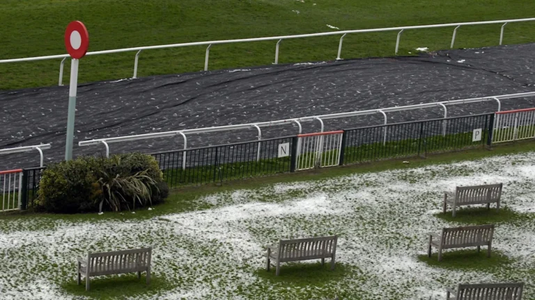 UK horse racing track in winter weather