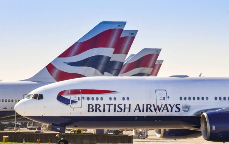 A British Airways plane taking off, with a pilot in the cockpit, highlighting the importance of trust and respect in the aviation industry, particularly in relation to the recent allegations of a BA pilot secretly filming a woman