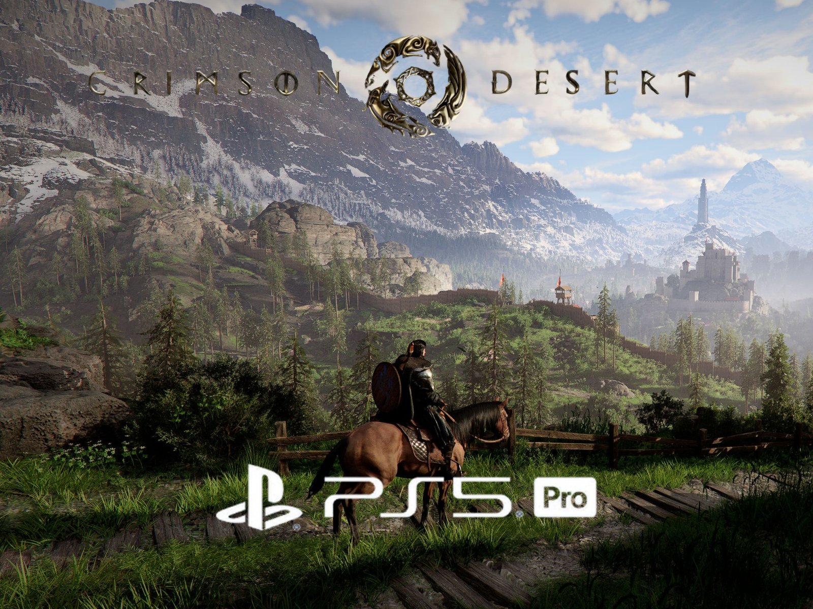 Crimson Desert PS5 Pro Enhanced game screenshot, showing the vast open world with detailed characters and environments, a testament to the power of the console and the game's attention to detail, with the UK gaming community eagerly awaiting its release