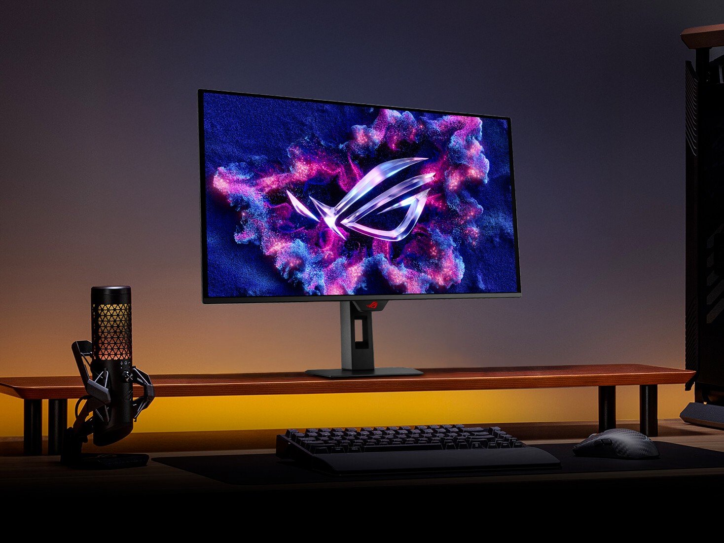 Asus ROG Strix OLED QD-OLED gaming monitor with 280Hz refresh rate and 1,000 nits peak brightness, featuring a sleek design and advanced connectivity options, perfect for gamers in the UK