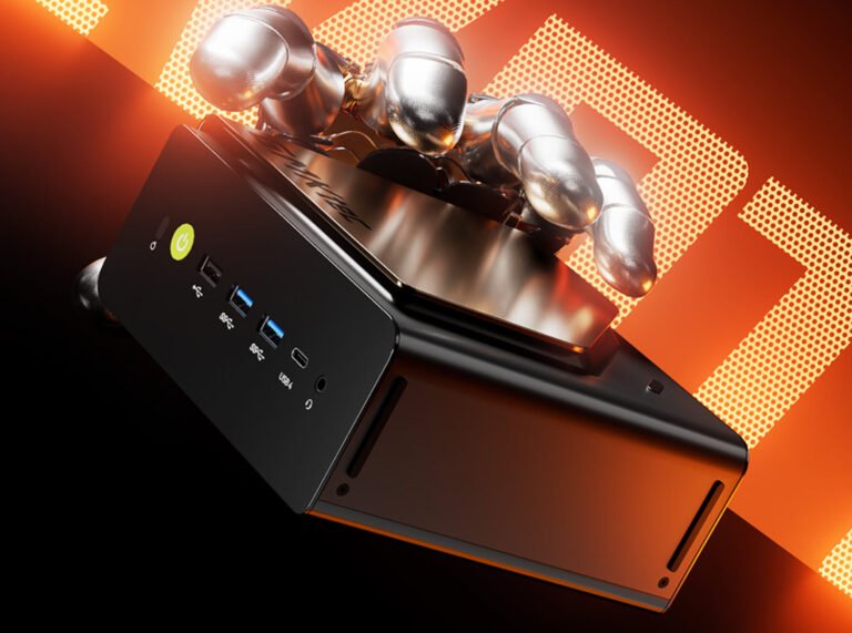 The GMKtec EVO-T2 Mini PC, a compact device with a powerful Intel Panther Lake CPU, 64 GB of memory, and Phison's aiDAPTIV+ SSDs, offering exceptional AI performance and content creation capabilities in the UK