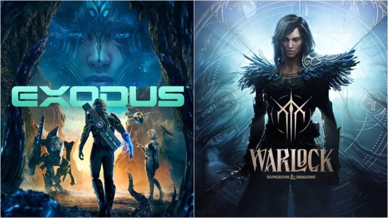 Image of a gamer playing a sci-fi action RPG, with a futuristic cityscape in the background, highlighting the UK gaming scene and the use of AI in game development, such as Exodus