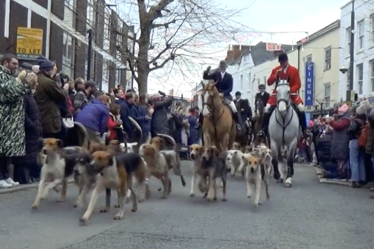 Boxing Day hunt attendees on horseback