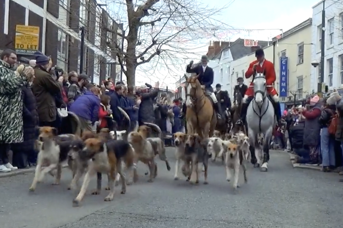 Boxing Day hunt attendees on horseback