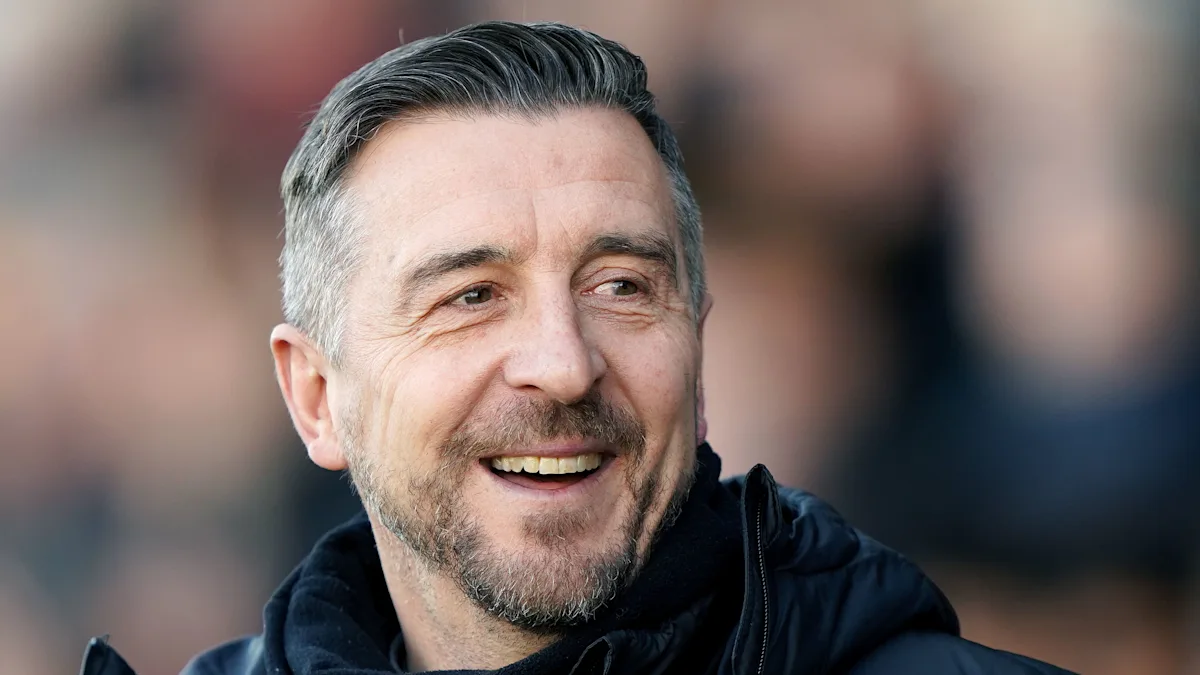 Port Vale manager Jon Brady celebrates fa cup win