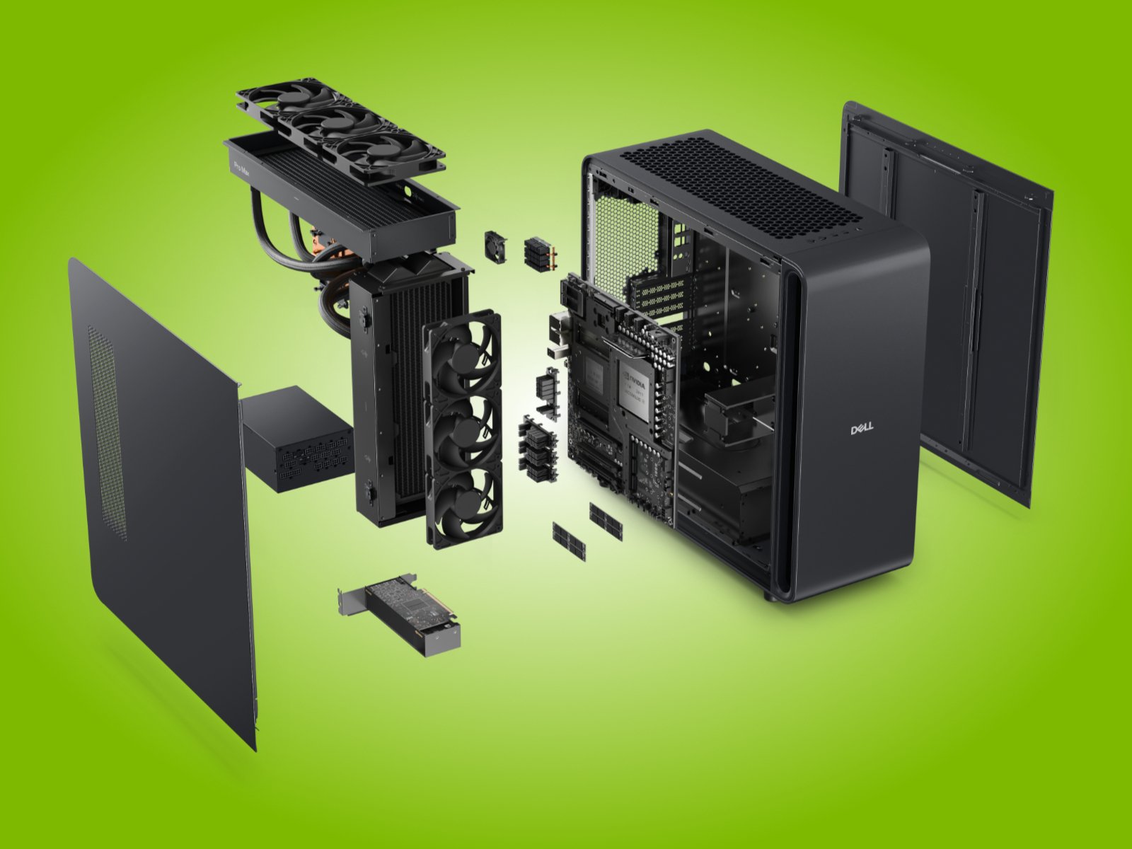 The Dell Pro Max desktop with Nvidia GB300, featuring a sleek design and impressive specs, including 16 TB storage and 496 GB LPDDR5X RAM, perfect for gaming and video editing in the UK