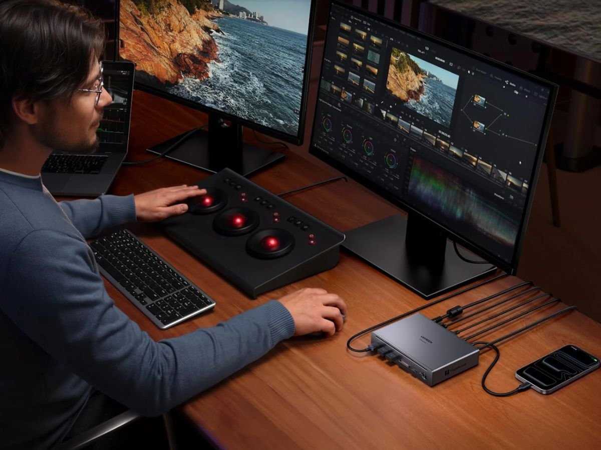 The Ugreen 10-in-1 Thunderbolt 5 Docking Station, a sleek and compact accessory with support for up to three displays and a powerful 100W power supply, available now for pre-order in the UK with a special launch discount, perfect for professionals and gamers seeking to upgrade their workspace or gaming setup with the latest Thunderbolt 5 technology