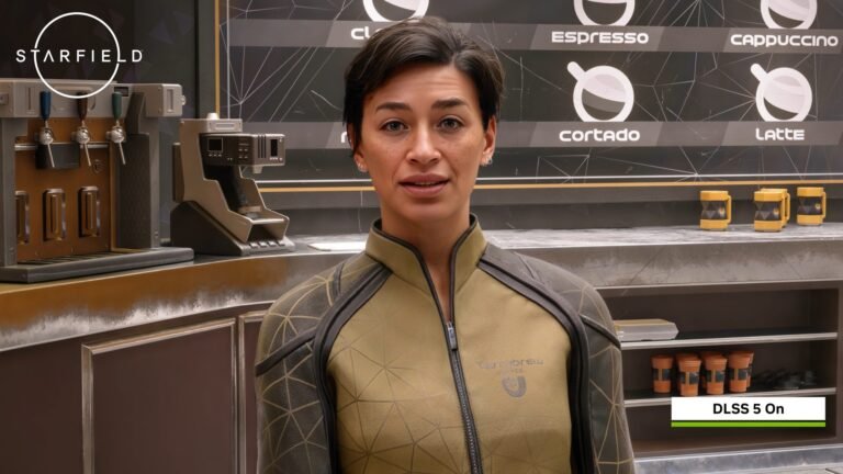 A UK gamer sitting in front of a computer with a stunning visual display, courtesy of DLSS 5, with a mix of colourful graphics and realistic scenery, showcasing the technology's potential to enhance gaming experiences in the UK