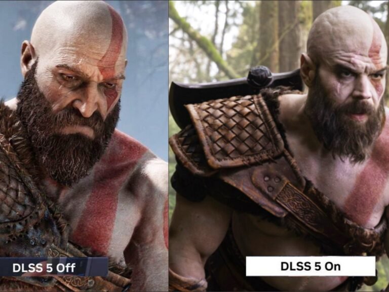 A screenshot of a game using DLSS 5, showcasing AI-generated graphics and realistic gameplay, with a focus on the UK gaming community's reaction to this new technology