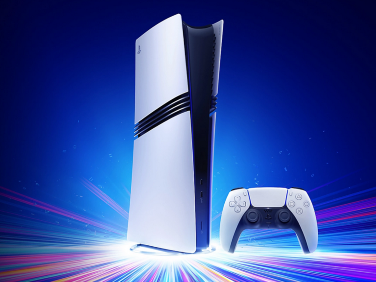 The PS5 Pro console and controller on a table, with a TV in the background displaying a gaming scene, showcasing the console's impressive specs and exclusive games, with a focus on the UK gaming market and the recent price hike