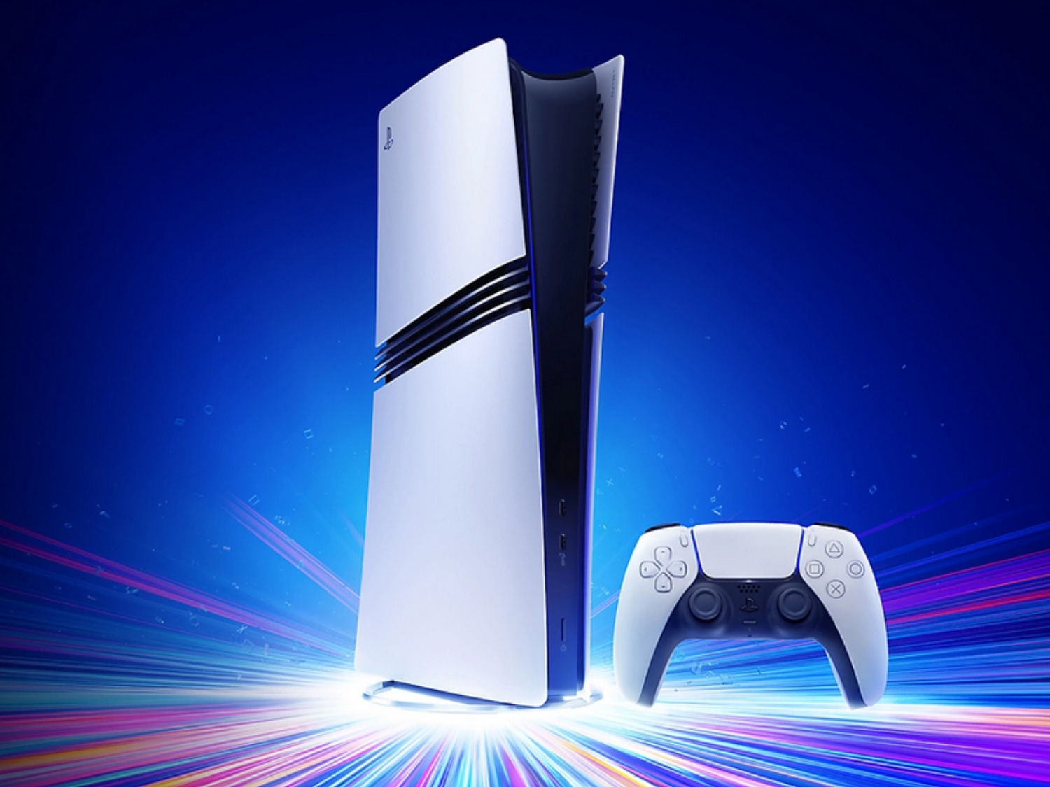 The PS5 Pro console and controller on a table, with a TV in the background displaying a gaming scene, showcasing the console's impressive specs and exclusive games, with a focus on the UK gaming market and the recent price hike