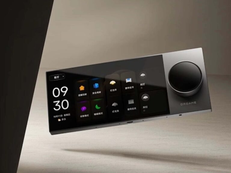 The Dreame Smart Control Screen S6, a sleek and modern smart home device with an IPS screen and stepless dial, allowing users to control their connected devices with ease, featuring Wi-Fi and Zigbee connectivity for seamless communication