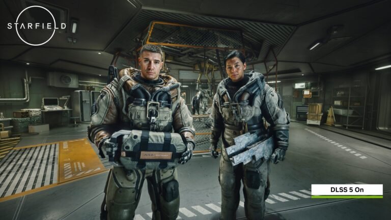 DLSS 5 technology screenshot with a natural and colourful background, showcasing its potential in the UK gaming industry with a focus on Bethesda Game Studios