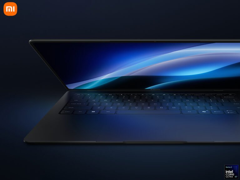 Xiaomi Book Pro 14 featured image, showcasing the laptop's sleek design and 120Hz OLED display, with a primary focus on the Panther Lake CPU and UK launch