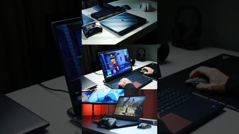 A close-up of Alienware's new gaming laptop, showcasing its sleek design and vibrant OLED screen, with a gamer's hands poised over the keyboard, ready to take on the latest challenges in the UK gaming scene