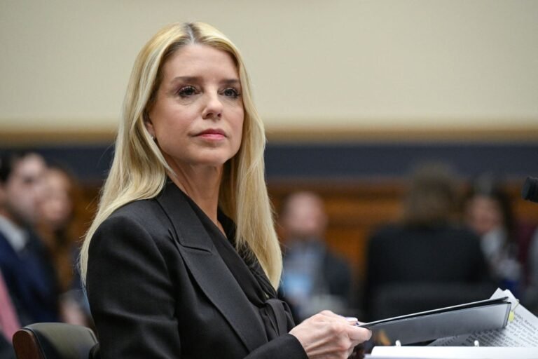 Pam Bondi testifying before the House panel regarding the handling of Jeffrey Epstein's files, a significant development in the case, with the primary keyword being Epstein files
