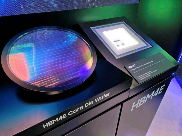 Samsung HBM4E memory module, featuring high-speed data transfer and low power consumption, set to transform the UK tech landscape with its groundbreaking technology