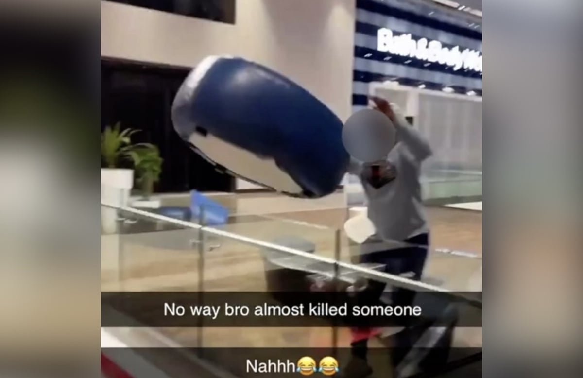 A photo of the Westfield Stratford shopping centre, where a teenager threw a chair off a balcony in a social media prank, highlighting the importance of responsible online behaviour and the potential consequences of reckless actions