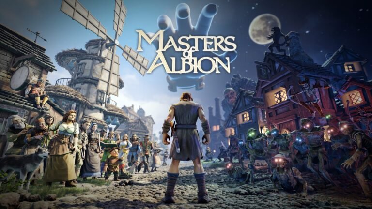 Masters of Albion gameplay screenshot, showcasing the game's vibrant colour palette and intricate gameplay mechanics, with a focus on the God game genre and UK gaming industry