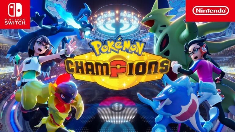Pokémon Champions gameplay screenshot, featuring a battle between two Pokémon, with a colourful and vibrant background, showcasing the game's stunning visuals and addictive gameplay, set to be released on Nintendo Switch and Nintendo Switch 2 in the UK next month